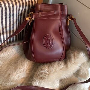 Elegant Cartier Leather Bucket Bag- mini size!